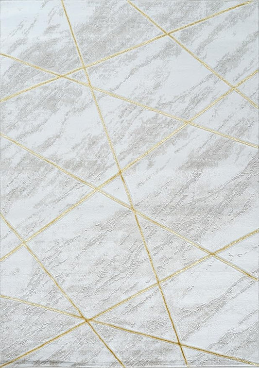 GLORY RUGS Area Rugs Marble 5x7 Cream Gold Carpet Modern Abstract Rug Living Room Dining Bedroom Rug