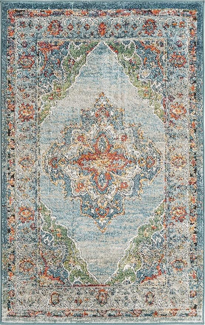 Unique Loom Isabella Collection Area Rug - Rossellini (3' 3" x 5' 3" Rectangle, Blue/ Beige)