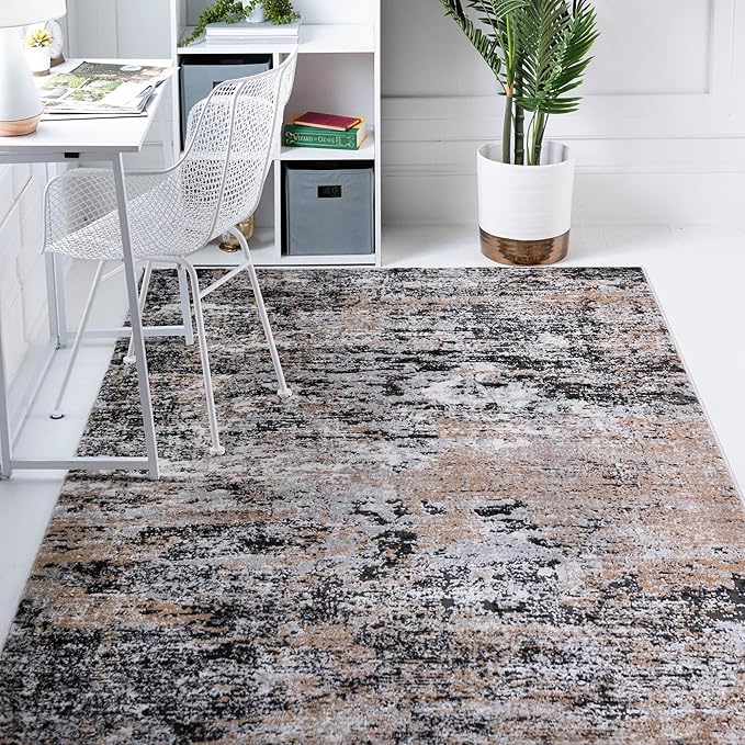 Rugs.com Leipzig Collection Rug – 10x14 Beige Low-Pile Rug Perfect for Living Rooms, Large Dining Rooms, Open Floorplans