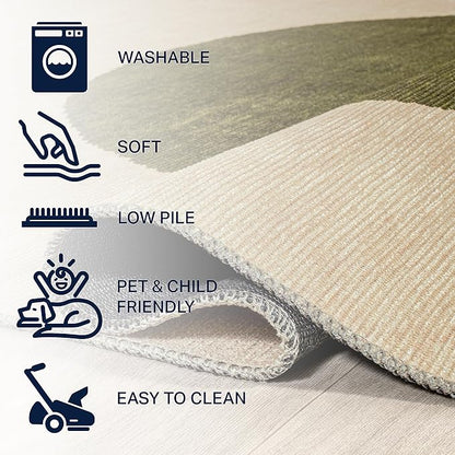 JONATHAN Y Machine Washable Cream/Green Indoor Area Rug 8X10 ft, Cirkel Minimalist Geometric Dot for Living Room, Bedroom, Kitchen, Office, Easy-Cleaning, Pet-Friendly, Non-Shedding WSH113C-8