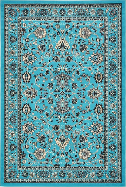 Unique Loom Sialk Hill Collection Area Rug - Washington (6' 1" x 9' Rectangle Turquoise/Black)