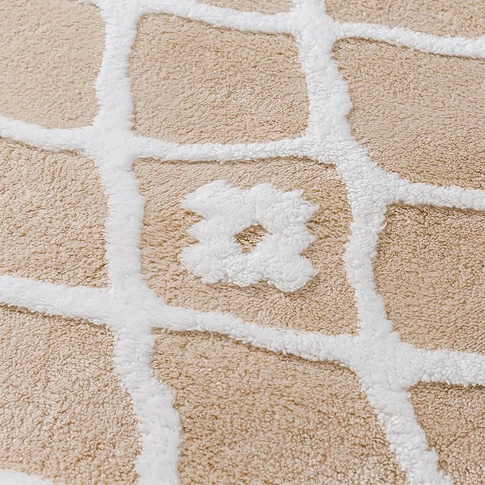 Beige 4x6 Area Rug Moroccan Shag Office Washable Carpet Soft Non Shedding Neutral Boho Doormat Plush Pile Modern Throw Rug for Entryway Kitchen Dining Room Bedroom Living Room