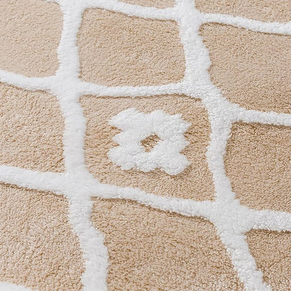 Beige 4x6 Area Rug Moroccan Shag Office Washable Carpet Soft Non Shedding Neutral Boho Doormat Plush Pile Modern Throw Rug for Entryway Kitchen Dining Room Bedroom Living Room