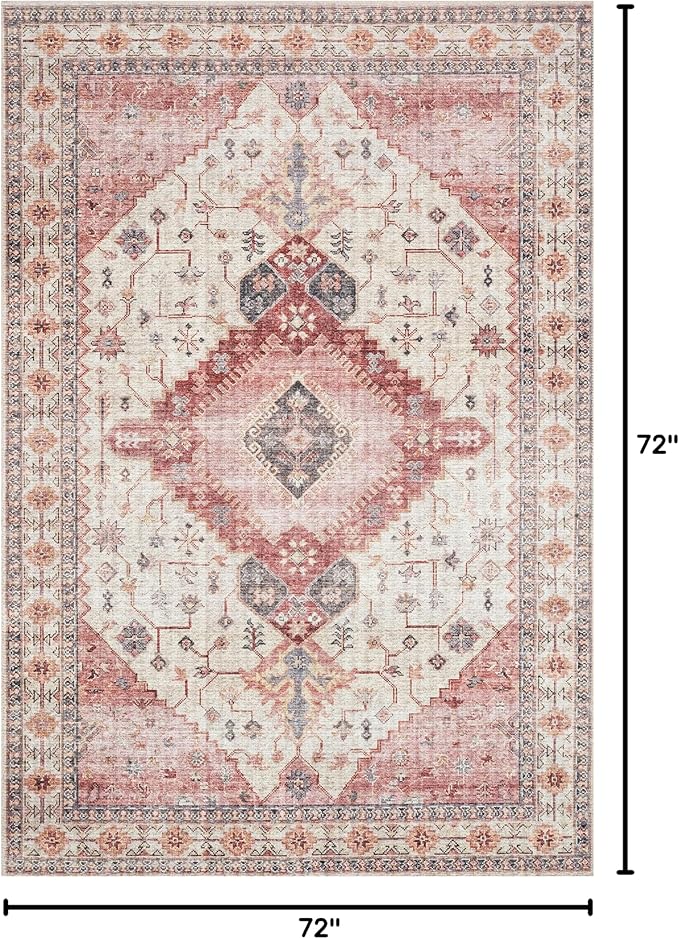 Loloi Skye Collection SKY-02 Ivory/Berry 6'-0" x 6'-0" Round Area Rug