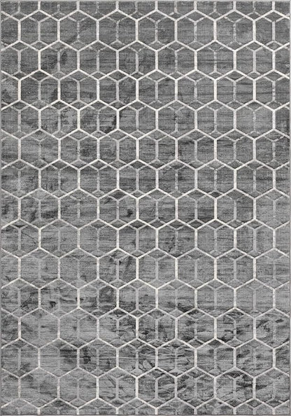 Rugs.com Lattice Trellis Collection Rug – 10' x 14' Gray Low-Pile Rug Perfect for Living Rooms, Large Dining Rooms, Open Floorplans