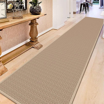 Rubber Runner Rug for Hallways Non Slip, Low Pile Long Laundry Room Mat Hall Jute Rug Runner Carpet Non Skid