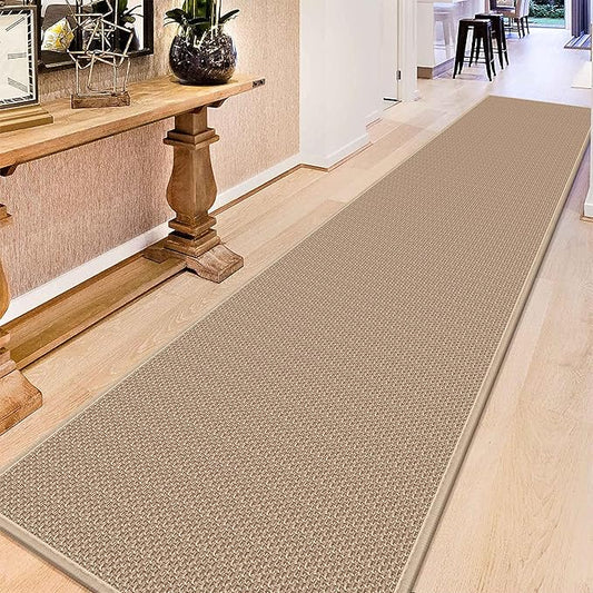 Rubber Runner Rug for Hallways Non Slip, Low Pile Long Laundry Room Mat Hall Jute Rug Runner Carpet Non Skid
