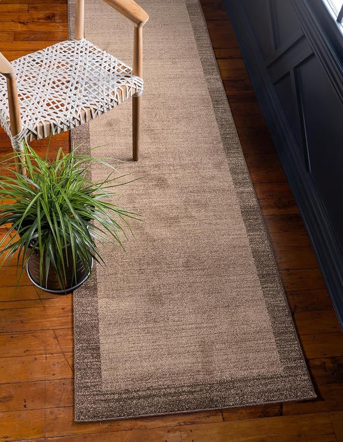 Rugs.com Angelica Collection Rug – 6 Ft Runner Light Brown Medium-Pile Rug Perfect for Hallways, Entryways