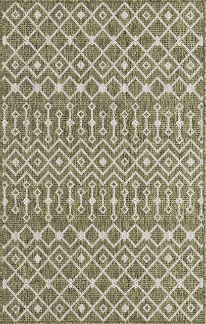 Unique Loom Outdoor Trellis Collection Area Rug - Tribal Trellis (3' 3" x 5' 3" Rectangle, Green/ Natural)