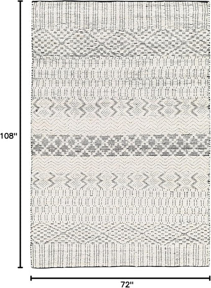 Mark&Day Area Rugs, 6x9 Greensburg Global Cream Area Rug, Cream Grey Carpet for Living Room, Bedroom or Kitchen (6' x 9')