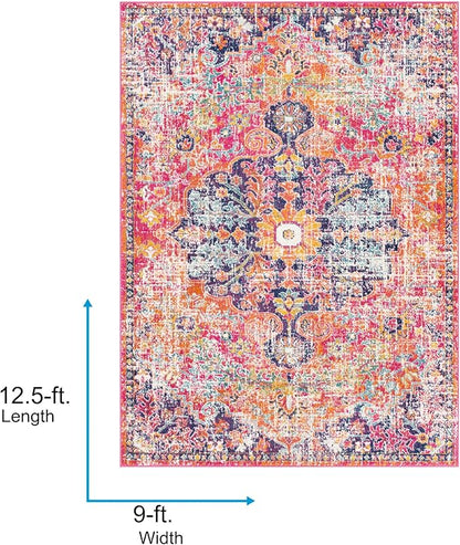 Livabliss Odelia Vintage Bohemian Area Rug,9' x 12'6",Pink/Orange