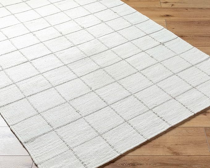Mark&Day Wool Rugs, 8x10 Ishaq Cottage Off-White Area Rug, White Silver Carpet for Living Room, Bedroom or Kitchen (8' x 10')