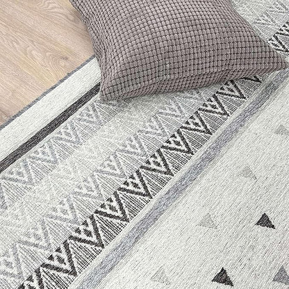 Alfa Rich 4x6 Gray Off White Washable Area Rugs for Living Room Bedroom Kitchen Dining Cotton Rug