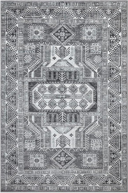 Keen Home Design 6x9 Rug - Machine Washable Area Rug with Non-Slip Backing, Ideal for Living Room, Dining Room, Bedroom - Vintage, Easy Clean, Durable, Low Pile - (6' x 9')