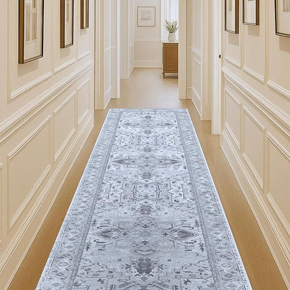 Washable Area Rug. Modern Farmhouse. Vintage. Turkish. Bohemian. Distressed. Oriental. Traditional. Rugs for Living Room. Dining. Bedroom. Office. Entryway. Foyer. (861GG, 2'5 x 9'8)