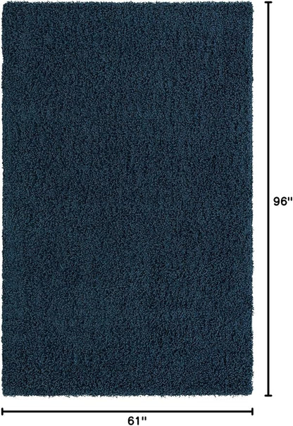 Unique Loom Solid Shag Collection Area Rug (5' 1" x 8' Rectangle, Sapphire Blue/ Navy Blue)