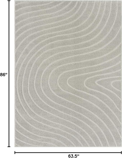 LUXE WEAVERS Modern Geometric Wave Gray 5x7 Area Rug