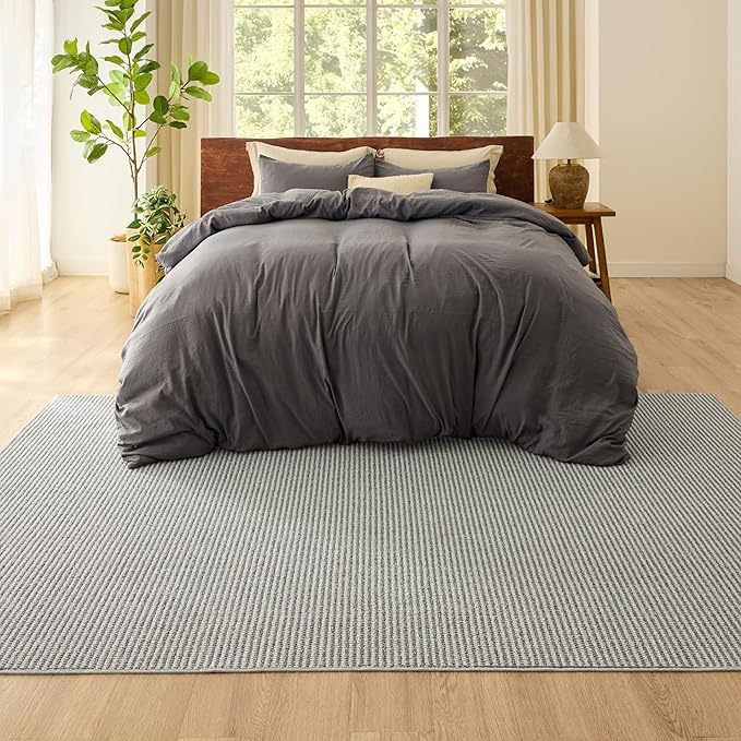 Bedsure 3x5 Faux Wool Area Rugs for Living Room, Machine Washable Carpet, Non-Slip Backing, Pet Friendly Throw Rug for Bedroom Dining Room, Gray