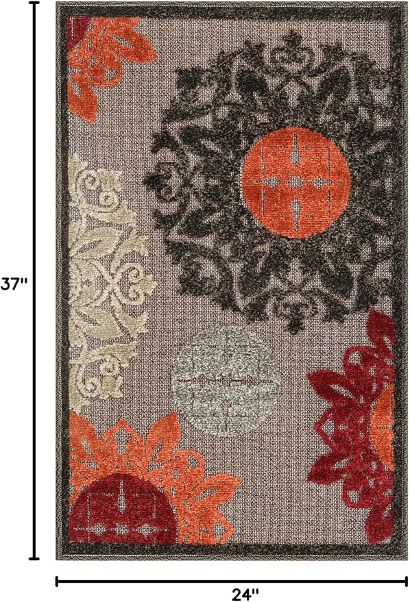 Unique Loom Outdoor Modern Collection Area Rug - Chicago (2' x 3' 1" Rectangle Brown/Orange)
