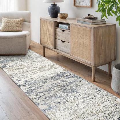 Art&Tuft 2x8 Runner Rug - Washable Runner Rugs, Non-Slip Runner Rug for Hallway, Low-Pile 2x8 Rug Runner Kitchen Laundry Room Rug Throw Carpet for Entrance Bedroom Living Room, Blue