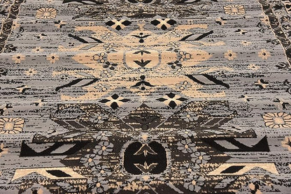 Unique Loom Taftan Collection Border Geometric Tribal Inspired Design Area Rug (6' 0 x 9' 0 Rectangular, Gray/ Black)