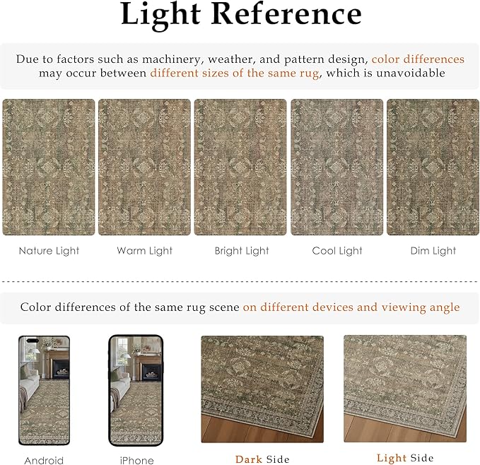 3x10 Brown Area Rug Runners for Hallways Washable Vintage Distressed Carpet Low Pile Non Slip Indoor Retro Soft Long Accent Rug Bedroom Kitchen Bathroom Laundry Dining Living Room