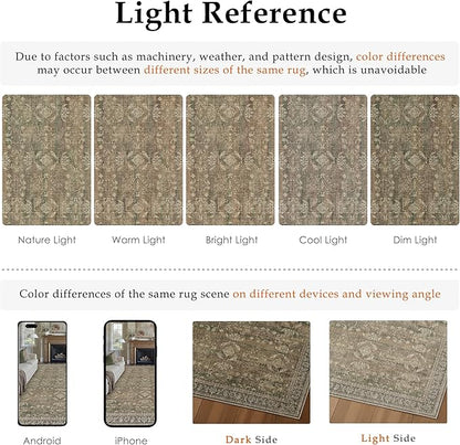 4x6 Brown Area Rug Washable Vintage Distressed Office Carpet Low Pile Entryway Non Slip Indoor Soft Retro Entrance Throw Accent Rug for Kitchen Bathroom Bedroom Dining Living Room