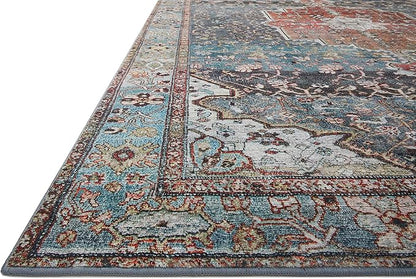 Loloi Margot Collection MAT-05 Ocean/Brick 2'-6" x 9'-6" Runner Rug feat. CloudPile, No-Shed Easy Clean Large Patterned Area Rug for Living Room, Bedroom, Dining Area