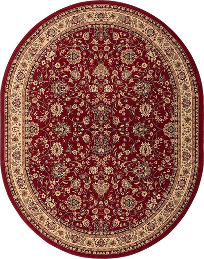 Unique Loom Sialk Hill Collection Area Rug - Washington (7' 11" x 10' Oval Burgundy/Cream)