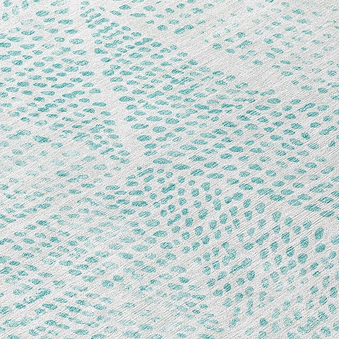 Addison Rugs Chantille ACN591 Aqua 8' x 8' Indoor Outdoor Round Rug, Easy Clean, Machine Washable, Non Shedding, Bedroom, Living Room, Dining Room, Kitchen, Patio Rug