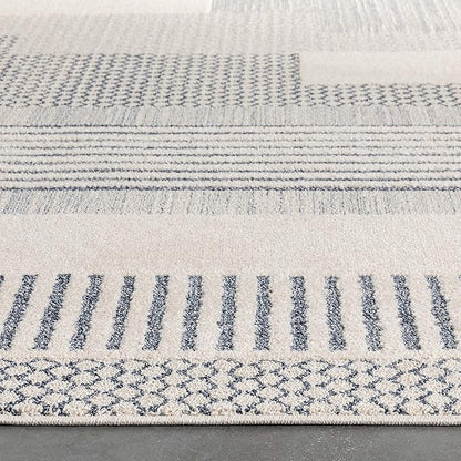 Well Woven Harlow Collection Briar Light Blue - Modern Tribal Minimalist Geometric 6x9 Area Rug - Ideal for Living Room, Dining Room & Bedroom - Durable, Stain Resistant & Easy to Clean