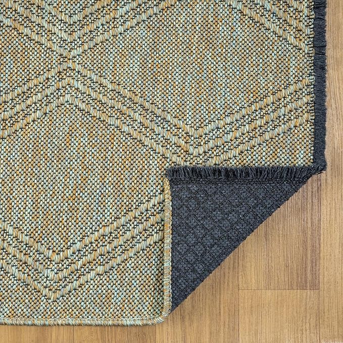 LUXE WEAVERS Modern Farmhouse Green 8x10 Washable Area Rug, Anti-Slip Diamond Pattern Carpet