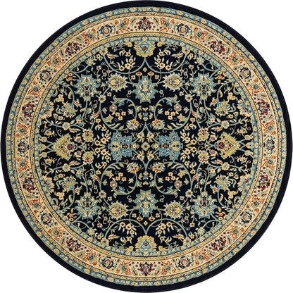 Unique Loom Sialk Hill Collection Area Rug - Washington (7' 10" Round Navy Blue/Cream)