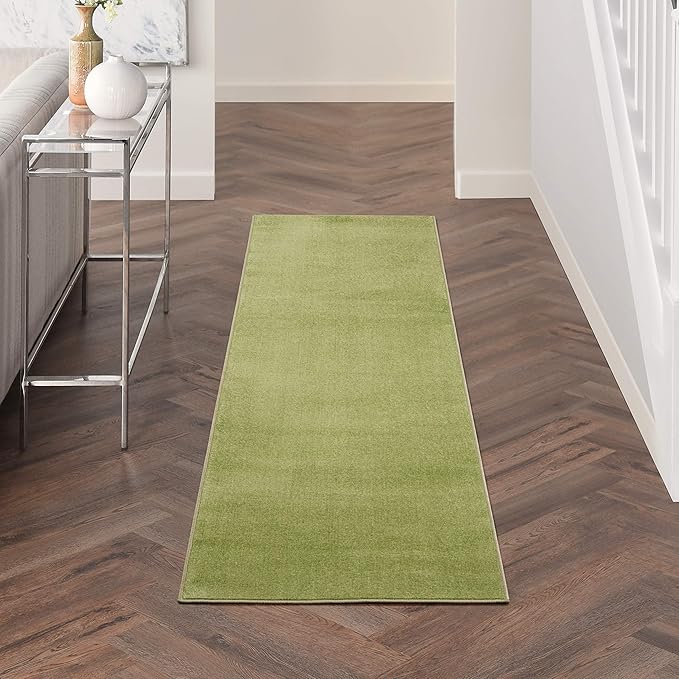 Nourison Home Nourison Essentials Green 2' x 6' Area Rug - Easy Clean, Non Shedding, Bed Room, Living Room, Dining Room, Kitchen (6' Runner)