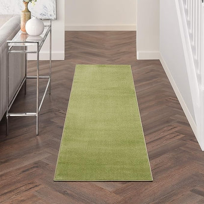 Nourison Home Nourison Essentials Green 2' x 6' Area Rug - Easy Clean, Non Shedding, Bed Room, Living Room, Dining Room, Kitchen (6' Runner)