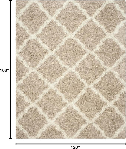 SAFAVIEH Dallas Shag Collection Area Rug - 10' x 14', Beige & Ivory, Trellis Design, Non-Shedding & Easy Care, 1.5-inch Thick Ideal for High Traffic Areas in Living Room, Bedroom (SGD257D)