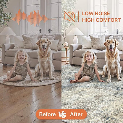 GENIMO Washable Area Rugs for Living Room, 9x12 Modern Non Slip Rugs, Low Pile Lightweight Soft Print Rug for Bedroom, Dining Room, Home Office, Blue Grey Beige