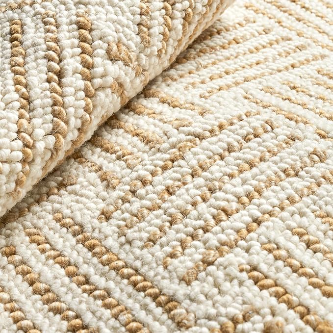 Dash & Albert Layers Ochre Hand Hooked Wool Rug, 9.5 X 13.5 Feet, Yellow/Orange Geometric Pattern - Premium Luxury Hotel Quality Soft Breathable Hypoallergenic Machine Washable Easy Care All Season
