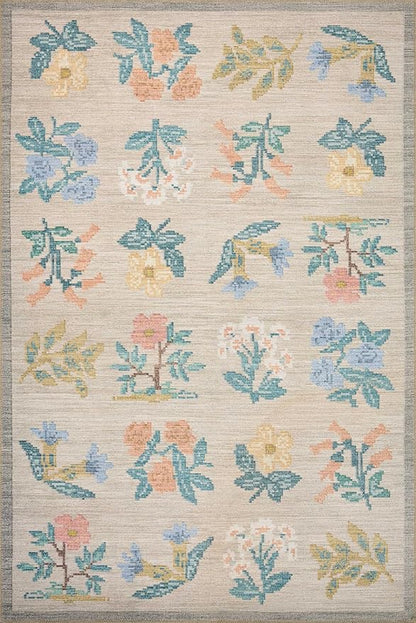 Loloi Rifle Paper Co. Rosa Collection RSA-03 Cream 2'-6" x 9'-6" Runner Rug