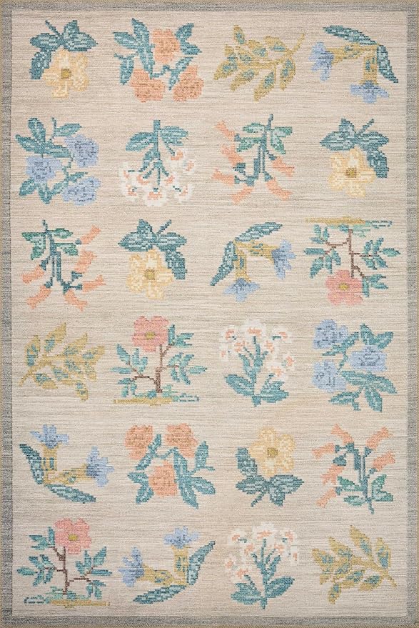 Loloi Rifle Paper Co. Rosa Collection RSA-03 Cream 8'-4" x 11'-6" Area Rug
