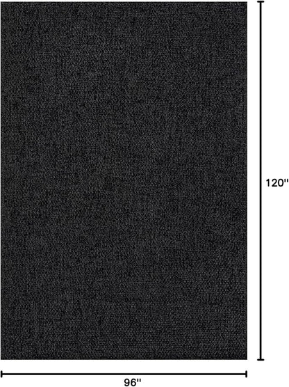 CAMILSON Easy Jute Rug 8x10, Indoor Outdoor Dark Gray Black Farmhouse Area Rugs for Living Room Patio and Kitchen Rug Solid Boho Woven Design Easy-Cleaning Washable Outside Carpet Alfombras (8 x 10)