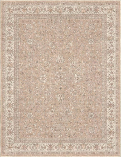 Well Woven Asha Rome Beige Cream 9'10" x 13' Area Rug - Oriental Floral Pattern, Easy Clean, Floor-Friendly Backing - for Living Room, Bedroom, and Dining Room