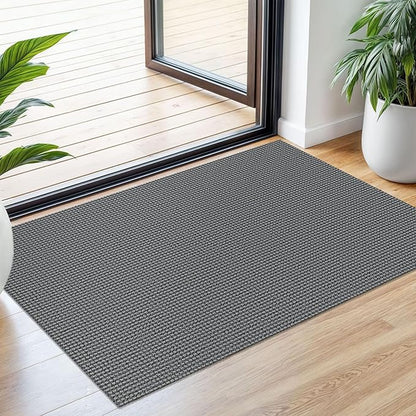 Small Braided Rugs 2x3 Ft Area Rugs for Entryway Boho Washable Rug Non Slip Rubber Backed Throw Rugs Woven Door Mat Indoor Entrance Front Door Rugs for Foyer Kitchen, Dark Grey/Grey