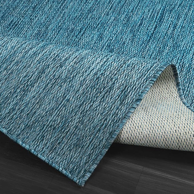 CAMILSON Outdoor Rug 5x7 Modern Area Rugs for Indoor and Outdoor Patios and Porches - Waterproof, Washable, Non-Shedding, Easy-to-Clean Outside Carpet (5 x 7, Solid - Aqua)