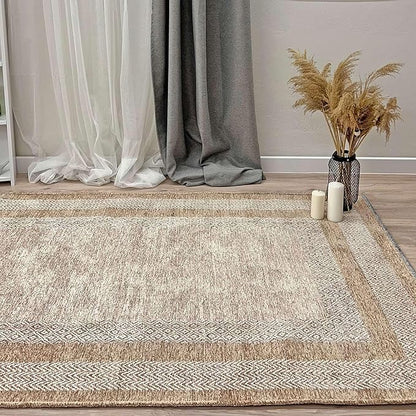 Alfa Rich 3x5 Beige Cream Washable Area Rugs for Living Room Bedroom Kitchen Dining Cotton Runner