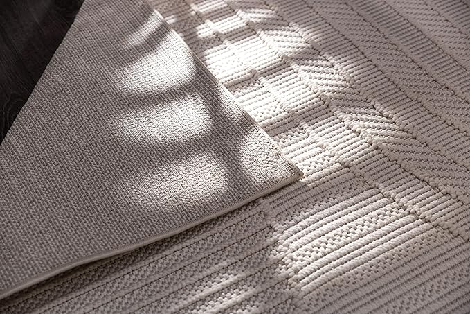 CAMILSON Micro Loop Rug 10x14 Modern Luxury Geometric Arch Large Area Rugs Soft High and Low Pile Stain Resistant Easy-Cleaning Non-Shedding for Living Room Indoor Carpet (10 x 14 / White)
