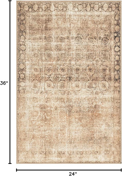 Keen Home Design 2x3 Rug - Machine Washable Entry Rug with Non-Slip Backing, Ideal for Enteryway, Kitchen, Bathroom, Laundry Room - Vintage, Easy Clean, Durable, Low Pile - (2' x 3')
