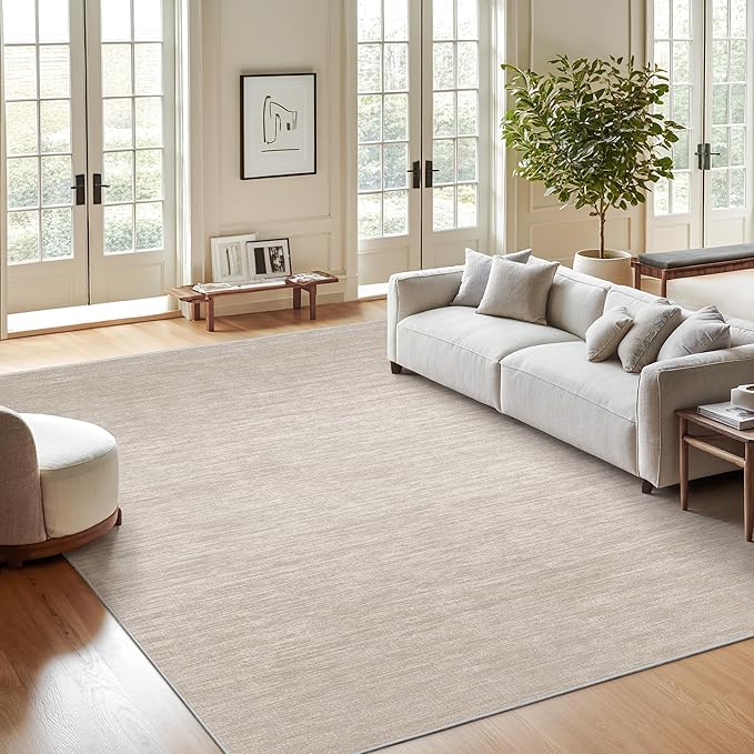 Valenrug Washable Rugs 5x7 - Stain Resistant 5x7 Area Rugs for Living Room, Non Slip Backing Gradient Printed Rugs for Bedroom, Foldable Machine Washable Area Rug(5'x7', Beige)