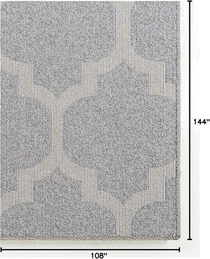 Rugs.com Lattice Collection Rug – 9' x 12' Light Gray Medium Rug Perfect for Living Rooms, Large Dining Rooms, Open Floorplans