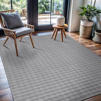 CAMILSON Modern Gray Non Slip Rug 5x7 Ultra Soft High Pile Area Rugs Non Skid Rubber Backing Durable & Easy to Clean Carpet for Living Room Bedroom Kids Room Indoor Use (5 x 7 Gray)